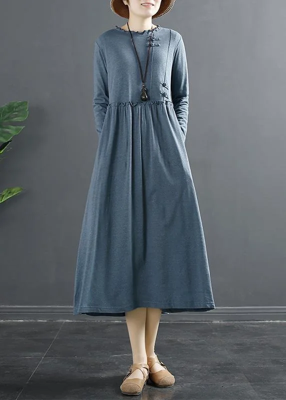 Natural Ruffled Patchwork Tunic Blue A Line Dresses