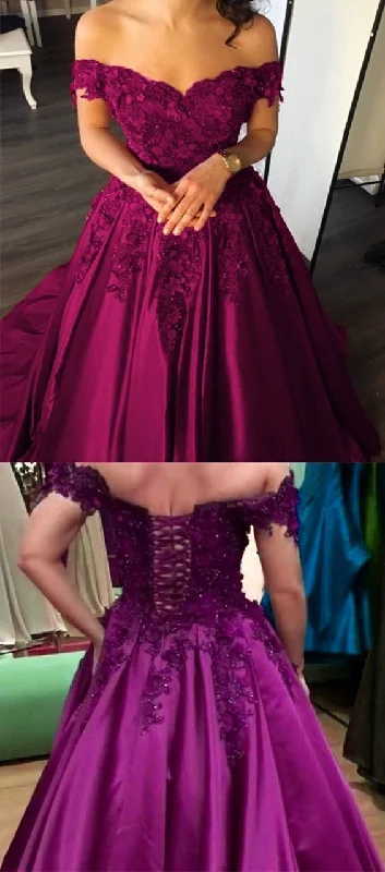 Off the Shoulder Long Prom Dresses Fuchsia Quinceanera Dresses with Appliques cg11863 Off the Shoulder Long Prom Dresses Fuchsia Quinceanera Dresses with Appliques cg11863