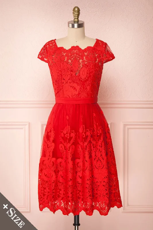 Andela Red | Lace Cocktail Dress