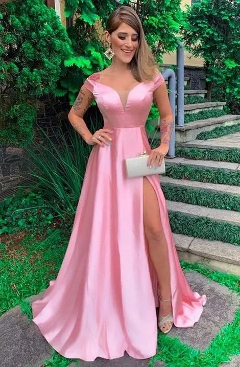A-Line Long Prom Dress With Split    cg11944