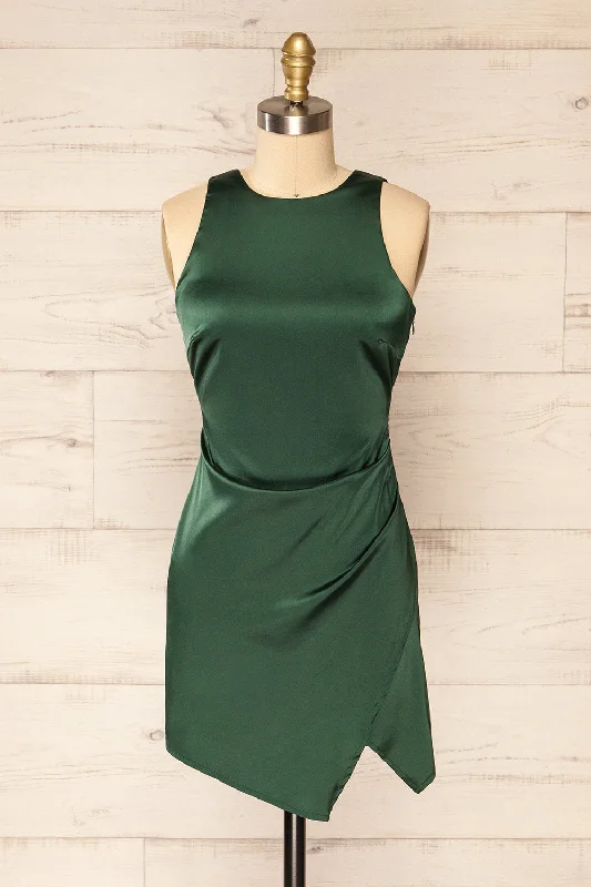 Andalouise | Short Green Satin Dress