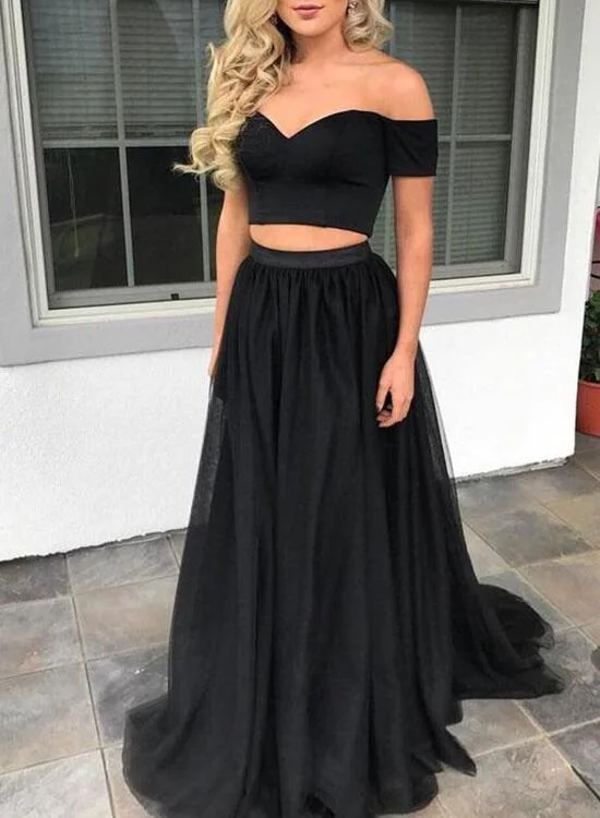 Black Prom Dresses, Two piece Prom Dresses , Formal Dresses, Party Dresses Tunics Fall fleece