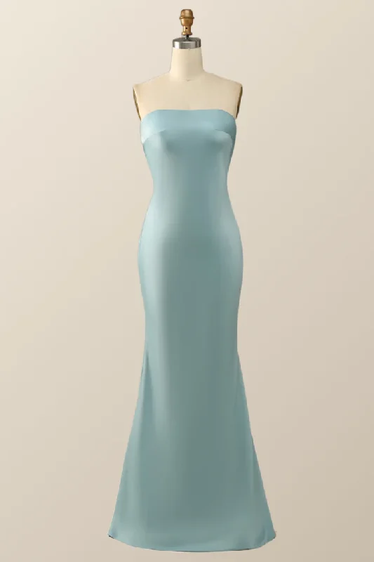 Blue Strapless Mermaid Long Party Dress Bridesmaid Dress,DP1820 Tunics Designer luxury