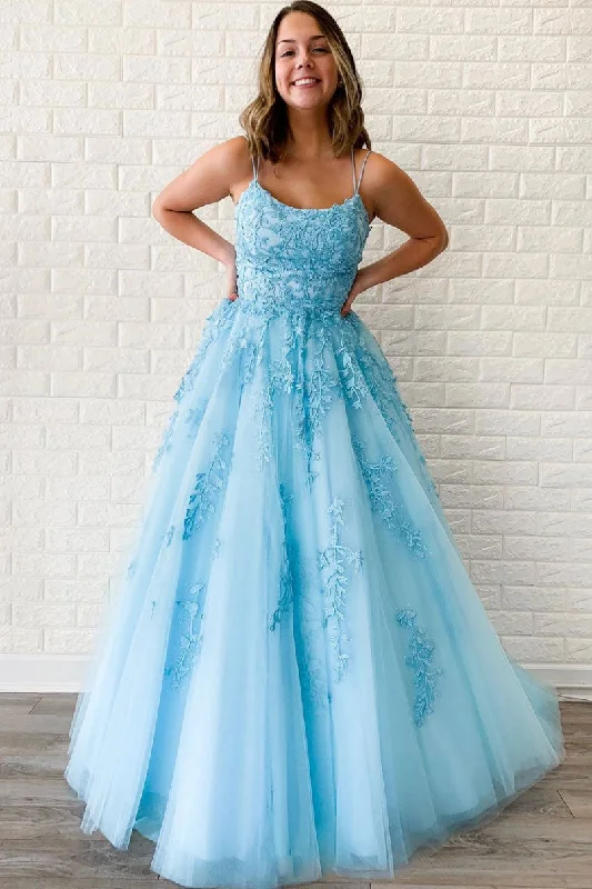 Blue sweetheart lace tulle long prom dress blue lace evening dress Tunics Luxurious premium