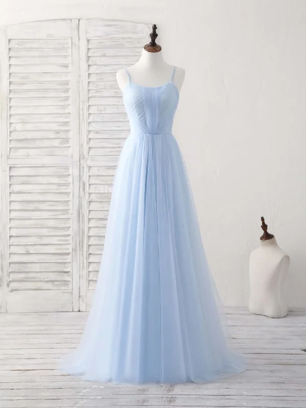 Light Blue Tulle A-Line Formal Party Dress Bridesmaid Dress,DP1442 Tunics Chic fashionable