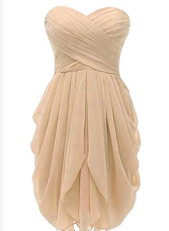 Champagne Short Chiffon Bridesmaid Dresses, Bridesmaid Dress , Lovely Party Dresses Tunics Mesh breathable