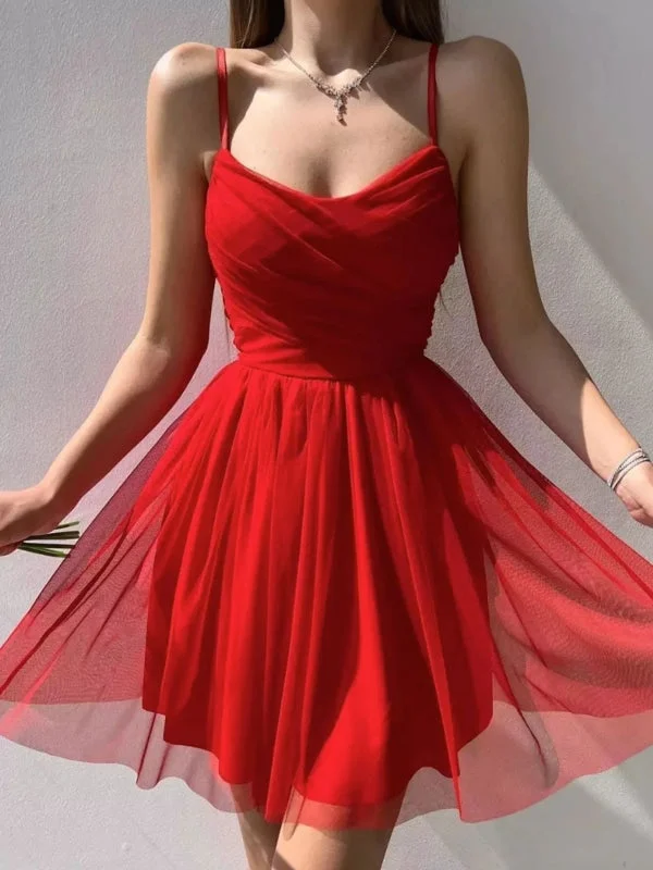 Charming Red Short Prom Homecoming Dresses, Short Red Formal Graduation Evening Dresses Tunics Plaid country