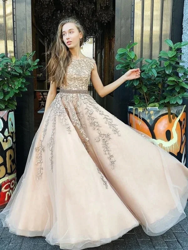 Custom Made Cap Sleeves Champagne Lace Long Prom Dresses, Cap Sleeves Champagne Lace Formal Dresses, Champagne Lace Evening Dresses, Champagne Ball Turtleneck Warm Winter Custom Made Cap Sleeves Champagne Lace Long Prom Dresses, Cap Sleeves Champagne Lace Formal Dresses, Champagne Lace Evening Dresses, Champagne Ball Turtleneck Warm Winter