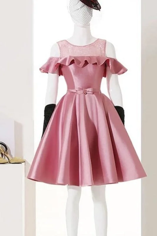 Dusty Rose Homecoming Prom Dresses Satin Cocktail Short Party Dress Tunics Brand named