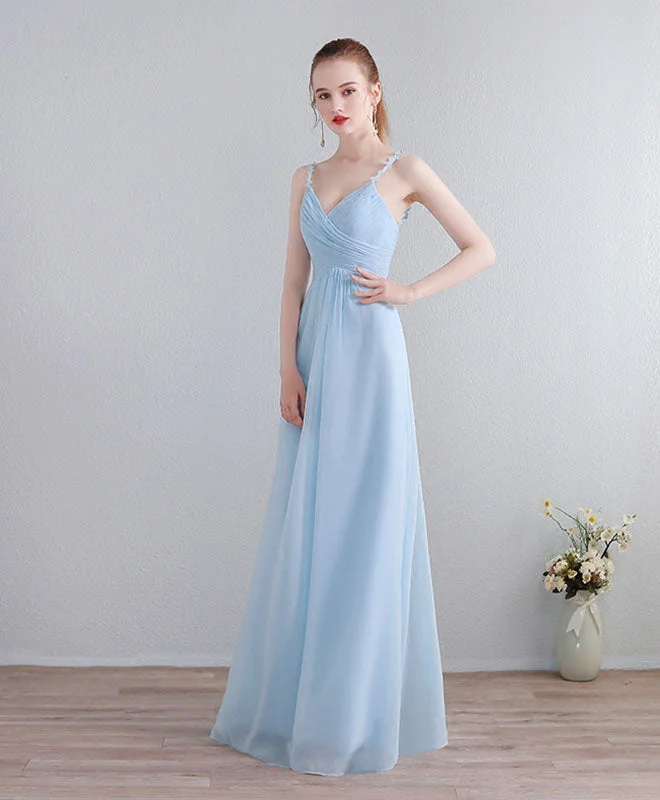 Light Blue V Neck Long Prom Dress, Lace Evening Dress Tunics Luxurious premium