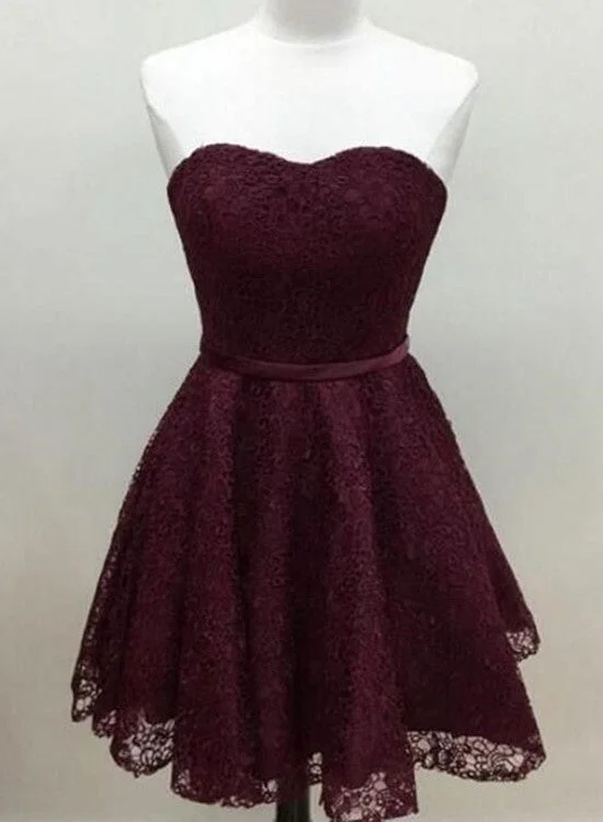 Maroon Homecoming Dresses, Lace Short Prom Dresses, Party Dresses, Prom Dress Tunics Review highly