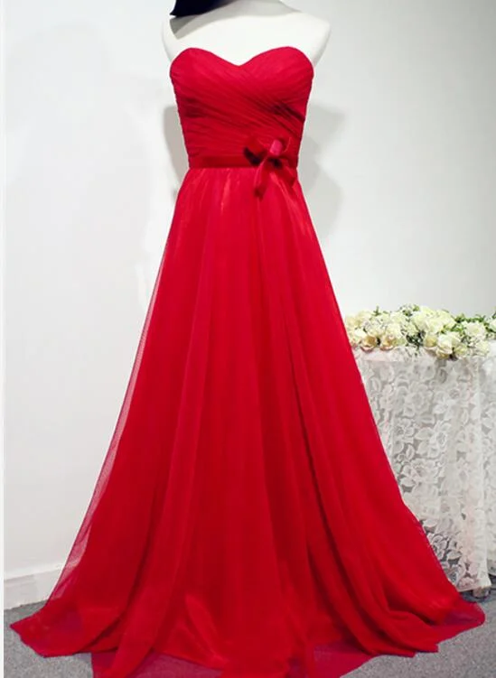 Pretty Red Chiffon Long Prom Dress , Red Formal Gowns, Party Dresses Tunics Running lightweight