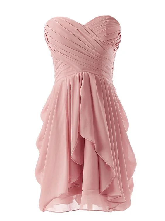 Short Simple Chiffon Bridesmaid Dresses, Sweetheart Bridesmaid Dresses, Wedding Party Dresses Tunics Sophisticated sleek