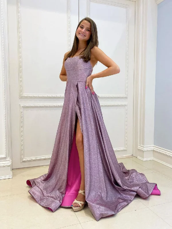 Simple sequin satin long prom dress sequin evening dress Tunics Satin smooth