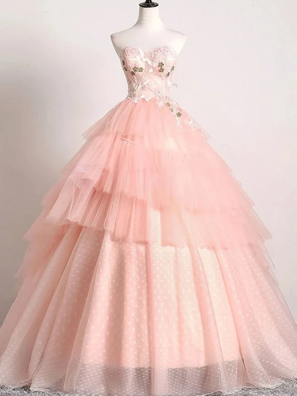 Sweetheart Neck Backless Pink Lace Appliques Prom Dresses, Lace Pink Formal Dresses, Pink Evening Dresses, Ball Turtleneck Neckline Stylish Sweetheart Neck Backless Pink Lace Appliques Prom Dresses, Lace Pink Formal Dresses, Pink Evening Dresses, Ball Turtleneck Neckline Stylish