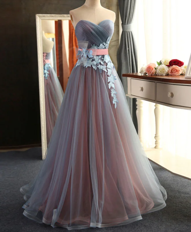 Sweetheart Neck Tulle Long Prom Dress, Evening Dress Boatneck Modish Everyday