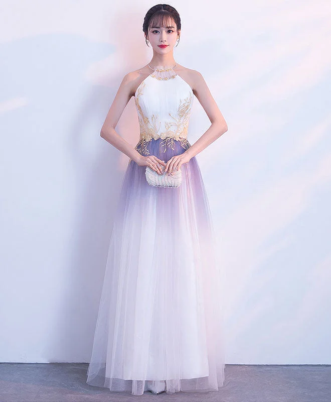 Unique Tulle Lace Applique Long Prom Dress, Tulle Evening Dress Lace Sexy Club