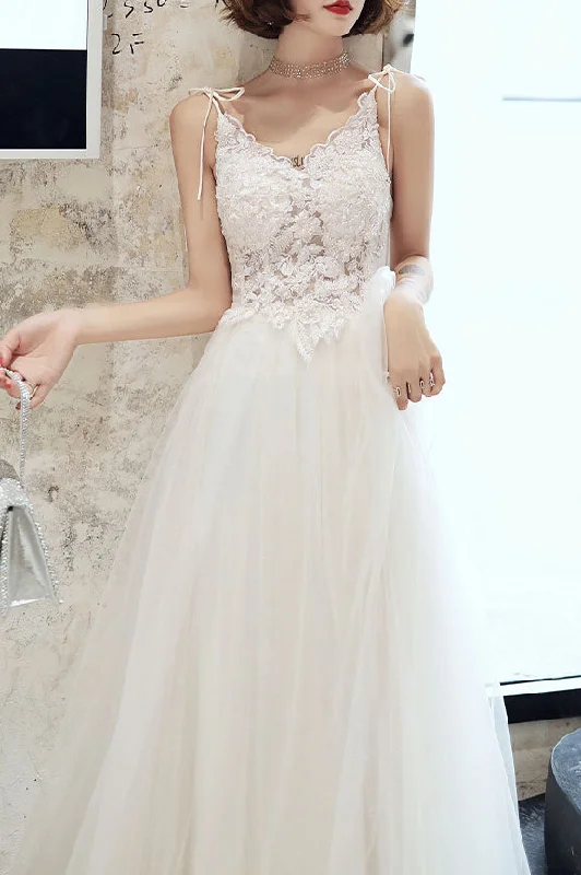 White lace tulle long prom dress white tulle lone evening dress Tunics Summer linen