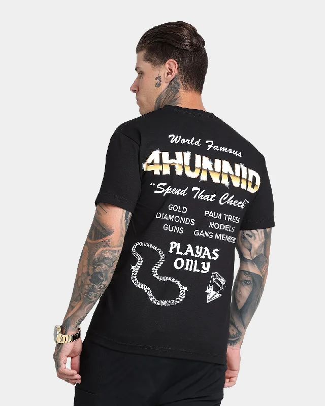 4HUNNID Check Short Sleeve T-Shirt Black Plaid T-Shirt Polka Dot Checkered