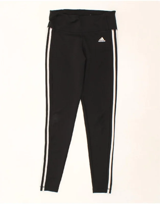 ADIDAS Womens Climalite Leggings UK 12/14 Medium  Black Polyester Fashionable Fitted Workout Leggings