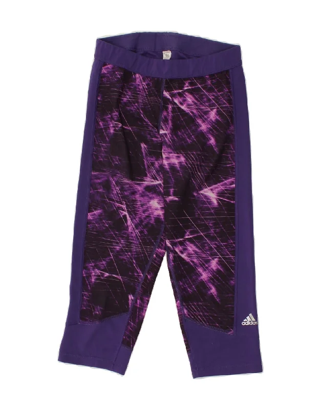 ADIDAS Womens Leggings UK 4 XS  Purple Colourblock Comfortable Wide-Band Leggings