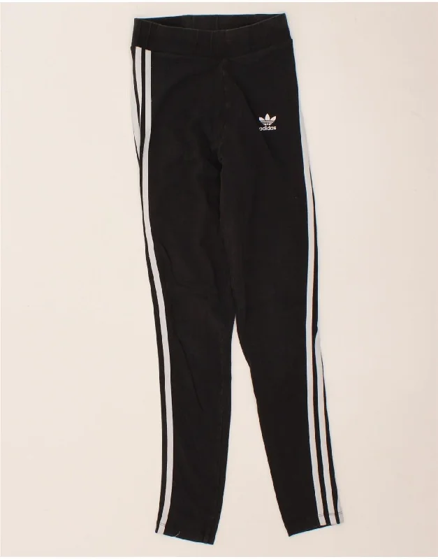 ADIDAS Womens Leggings UK 6 XS  Black Cotton Cozy Bootcut Leggings