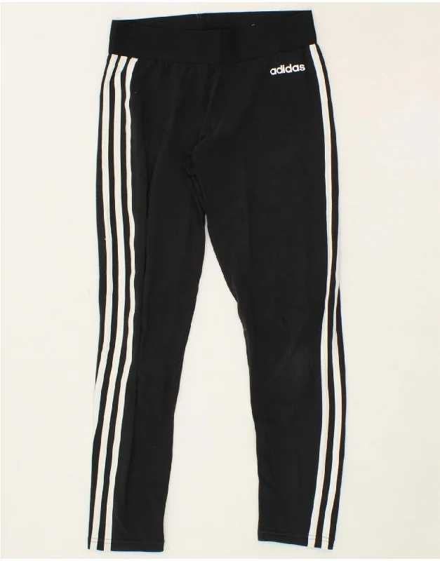 ADIDAS Womens Leggings UK 8/10 Small  Black Cotton Fashionable Plus-Size Activewear