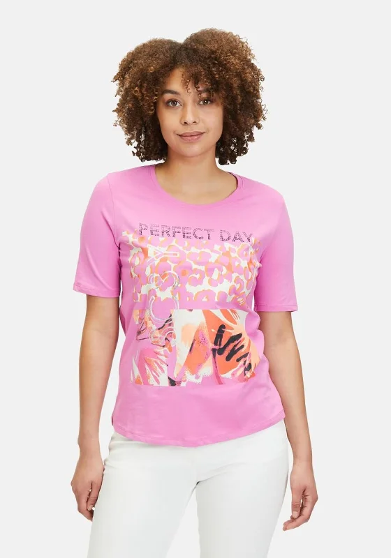 Betty Barclay Perfect Day Leopard T-Shirt, Pink Zippered Buttoned Snapped