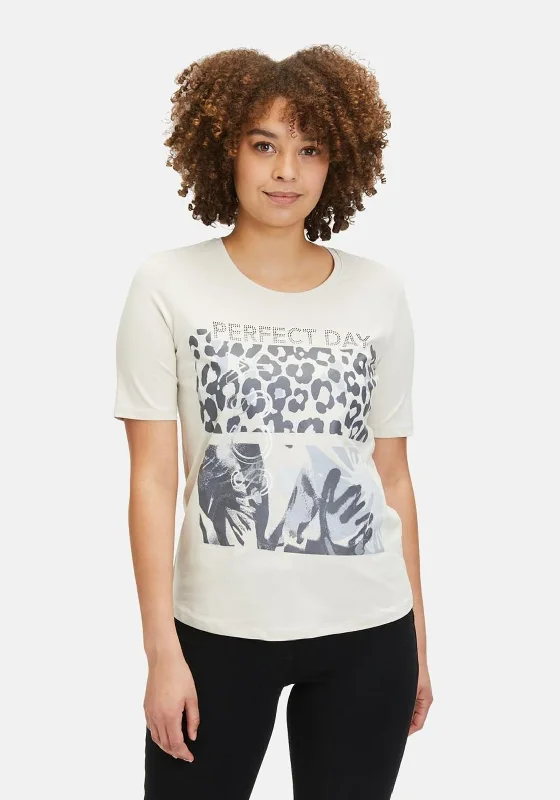 Betty Barclay Perfect Day Leopard T-Shirt, Beige Elasticated Padded Insulated