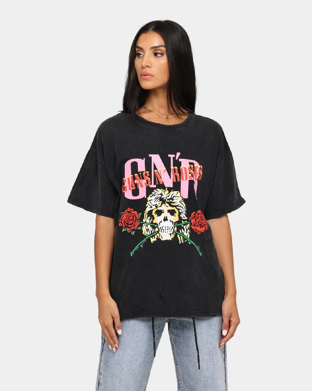 Bravado Women's Guns N' Roses UK Tour '87 T-Shirt Black Wool Fabric Cashmere Fabric Tweed Fabric