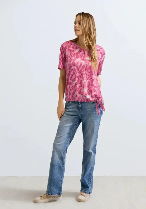 Cecil Burnout Print T-Shirt, Pink Sorbet Anti-Pilling Machine Wash Handmade