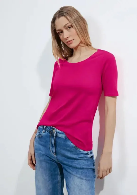 Cecil Basic Block Colour T-Shirt, Pink Sorbet Rayon Fabric Velvet Fabric Corduroy Fabric