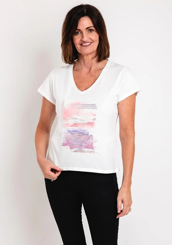 Eva Kayan Graphic Cotton T-Shirt, White Graphic T-Shirt Round Neck Polyester