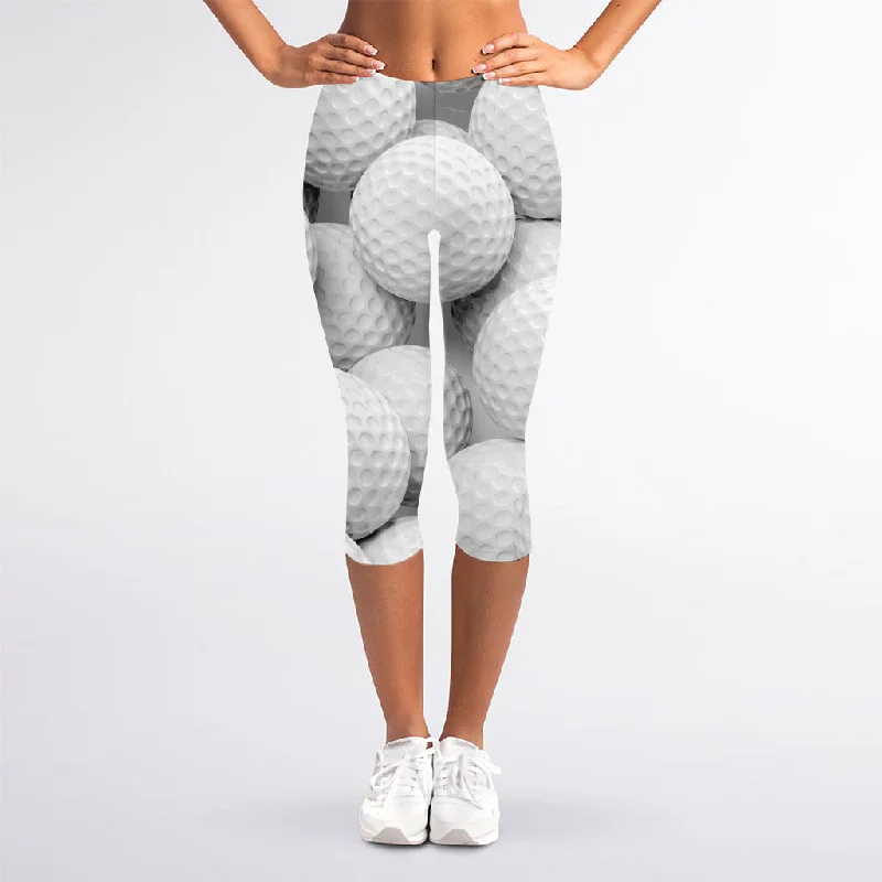 Golf Ball 3D Print Women's Capri Leggings Comfortable Bootcut Workout Leggings