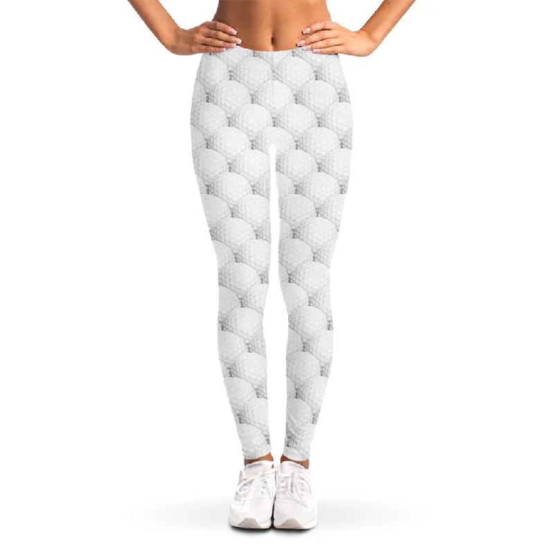 Golf Ball Pattern Print Women's Leggings Elegant Stretchy Faux Leather Leggings