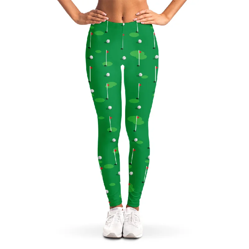 Golf Course Pattern Print Women's Leggings Comfortable Capri-Length Leggings