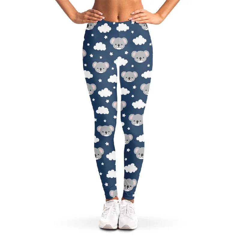 Good Night Koala Pattern Print Women's Leggings Stylish Patterned Active Leggings