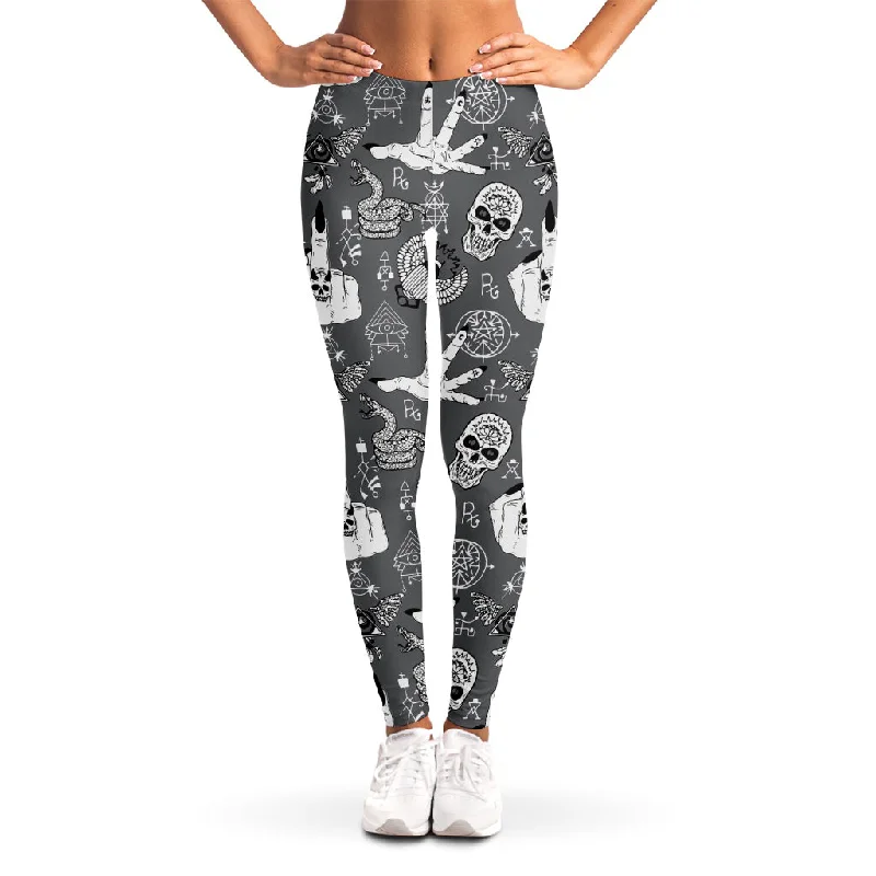 Gothic Wicca Curse Print Women's Leggings Comfortable Lounge Leggings