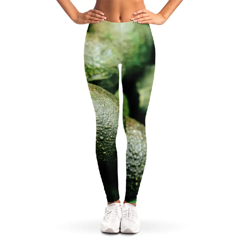 Green Avocado Print Women's Leggings Comfortable Classic Yoga Leggings