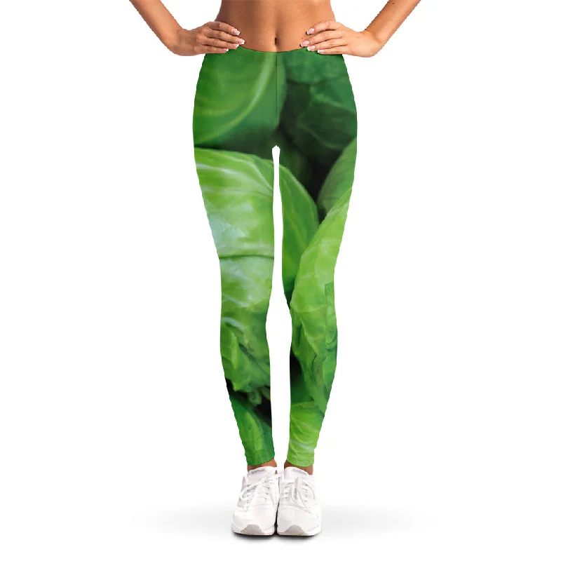 Green Cabbage Print Women's Leggings Comfortable Yoga Tights Leggings