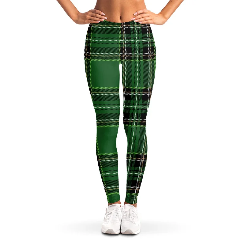 Green Stewart Tartan Pattern Print Women's Leggings Chic Printed Yoga Pants