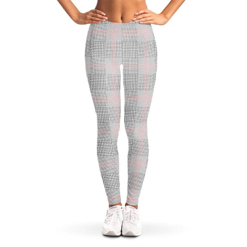 Grey Prince of Wales Check Print Women's Leggings Chic Smooth Fit Leggings