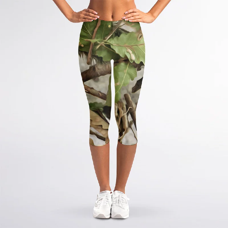 Hunting Camouflage Pattern Print Women's Capri Leggings Stylish High-Waisted Leggings