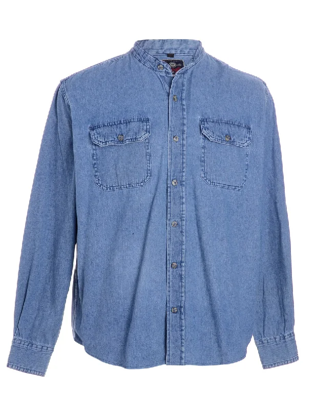 Label Charles Grandad Collar Denim Shirt Lace Blend Ribbed Blend Corduroy Blend