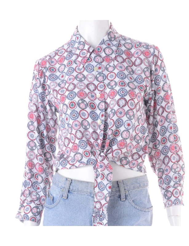 Label Cropped Jessie Tie Front Patterned Shirt Mesh Canvas Denim