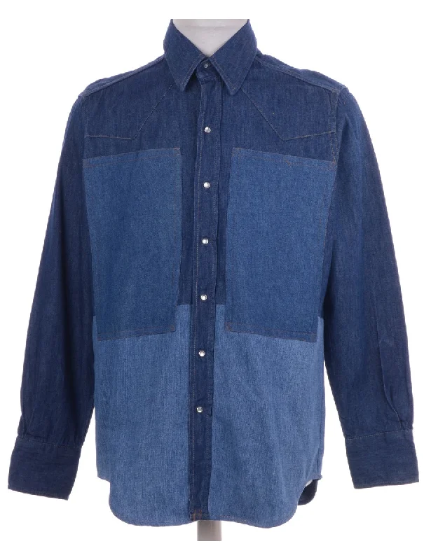 Label Darren Two Tone Denim Shirt Rayon Fabric Velvet Fabric Corduroy Fabric