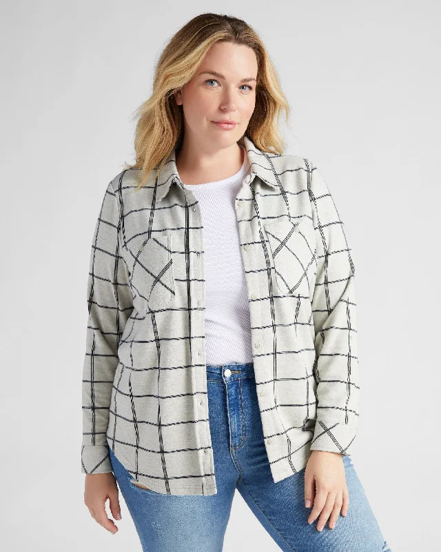 Plus Size Lewis Plaid Shirt Silk Blend Satin Velvet