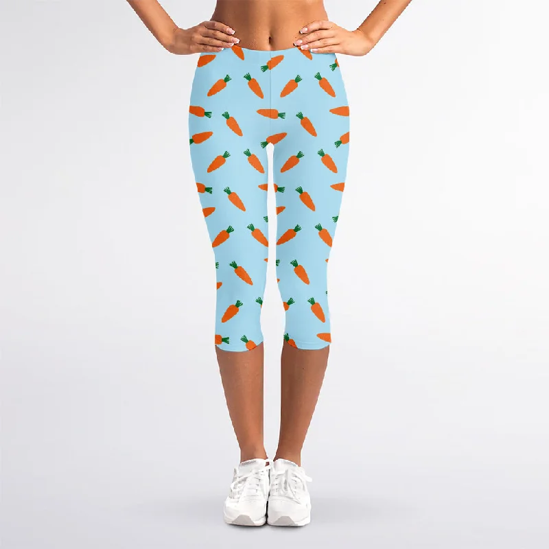 Little Carrot Pattern Print Women's Capri Leggings Fashionable Fitted Workout Leggings