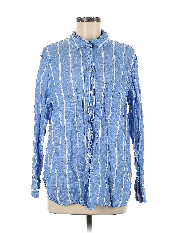 Long Sleeve Button Down Shirt Solid Color Striped Floral