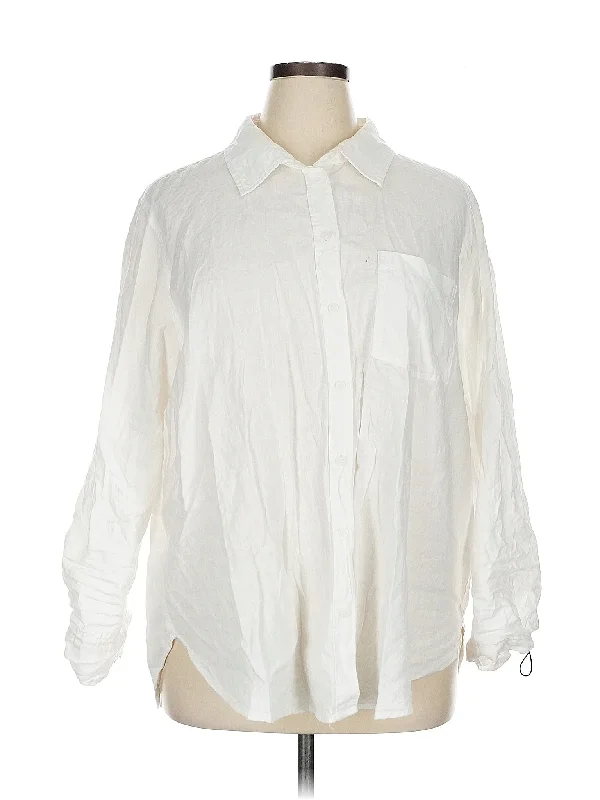 Long Sleeve Button Down Shirt Satin Blend Silk Blend Wool Blend